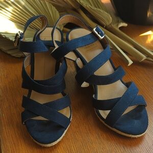 Dolce Vita Navy Multi-Strap Espadrille Wedges